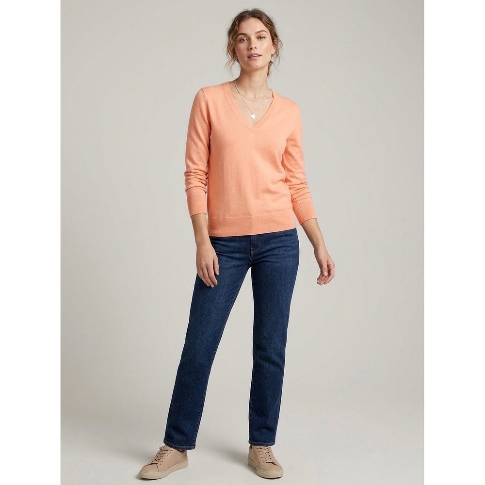 J.Crew Womens Peach Apricot 100% Cotton V-Neck Pullover Sweater Size XL